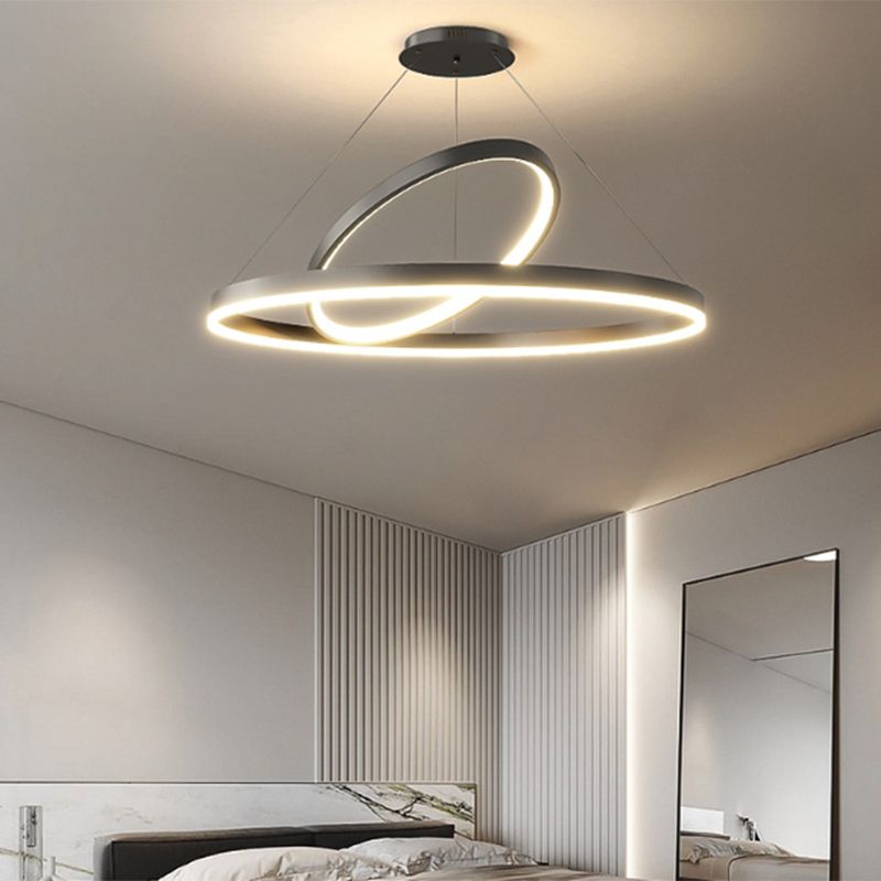 Modern Style Unique Chandelier Metal 2 Light Hanging Lamp for Bedroom