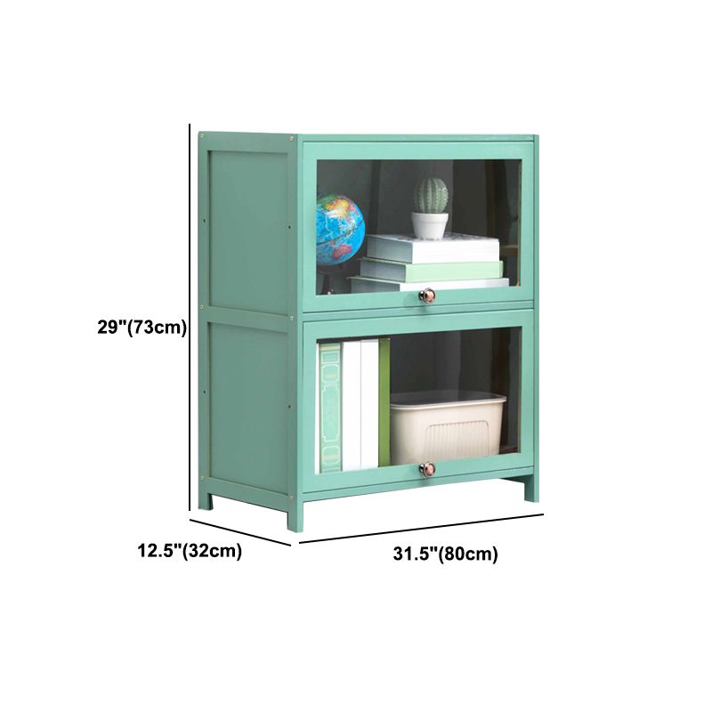 Contemporary Green Barrister Bookcase Bamboo Bookcase for Home Office