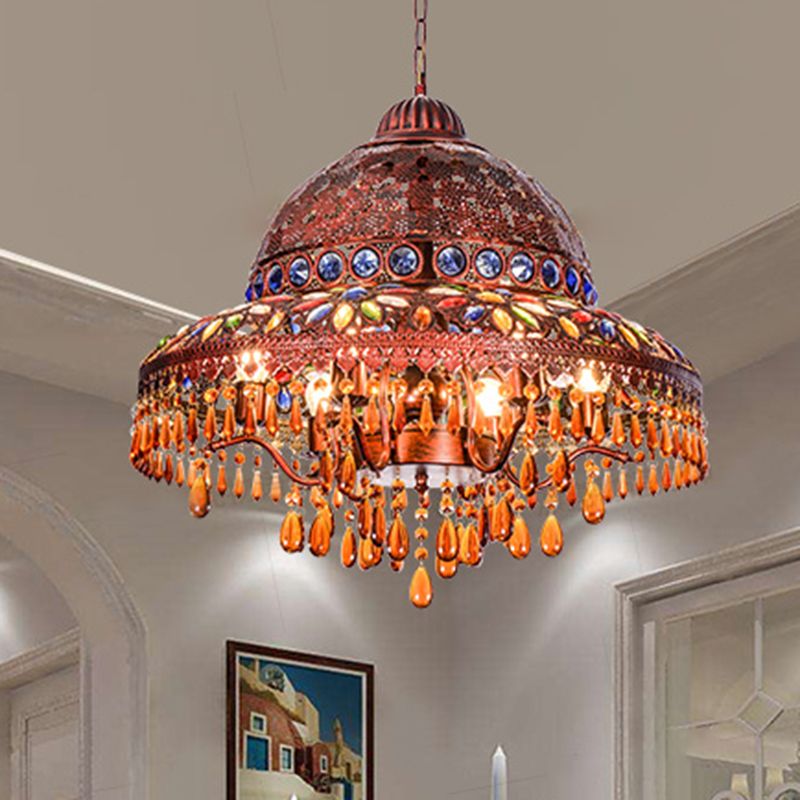 5 Lights Barn Chandelier Light Art Deco Brass Metal Pendant Lighting Fixture for Dining Room