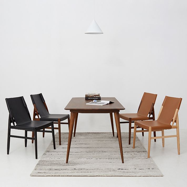 Contemporary Style Leather Dining Chair Solid Back Armless Chairs for Home