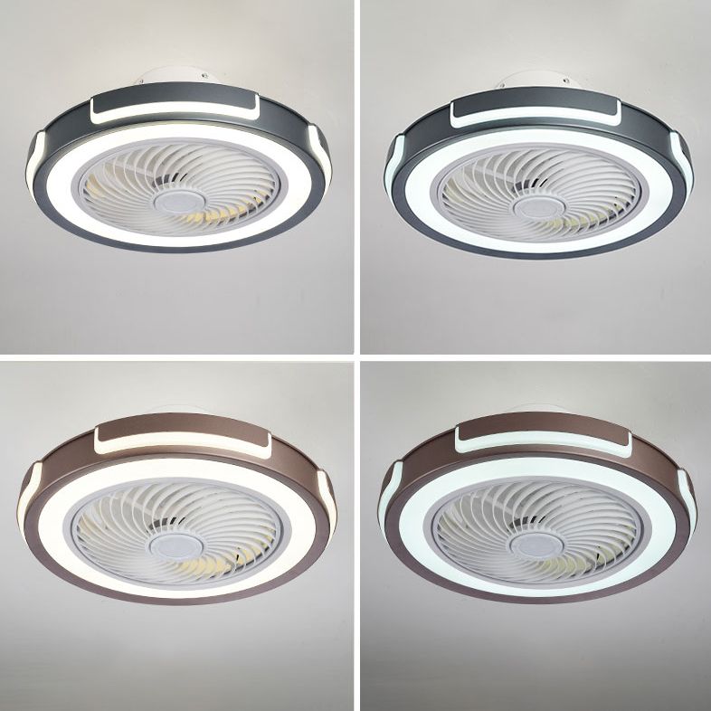 Acrylcirgular LED -Lüfter Flush Mount in moderner kreativer Stil Schmiedeeisen Deckenventilatoren für Schlafzimmer
