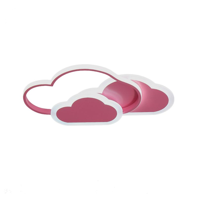 Cloud Girls Bedroom Ceiling Mount Light Acrylic Cartoon LED Flush Light in Pink