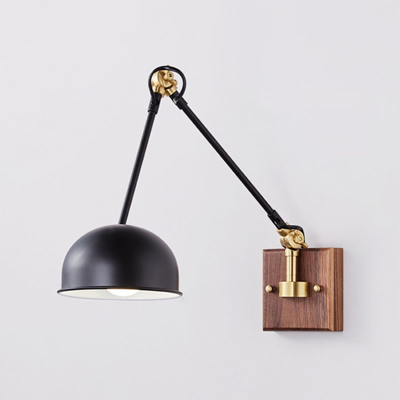 1-Light Wall Mount Lights Industrial Dome Shade Metal Sconces Wall Lights in Black