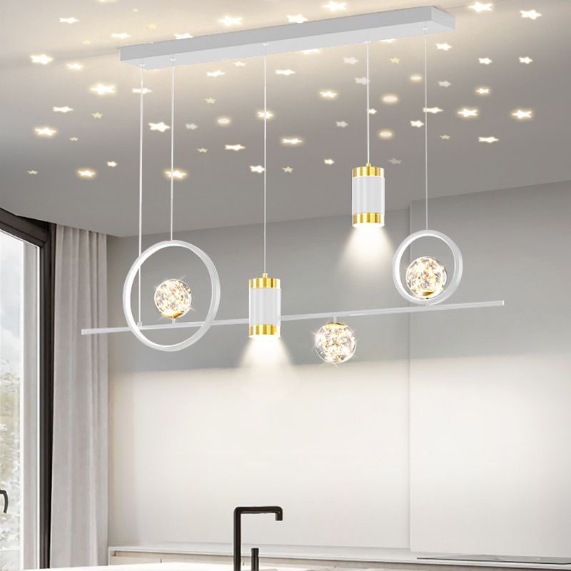 Modern Metal Ceiling Light Circle Shape Island Light with Acrylic Shade for Living Room