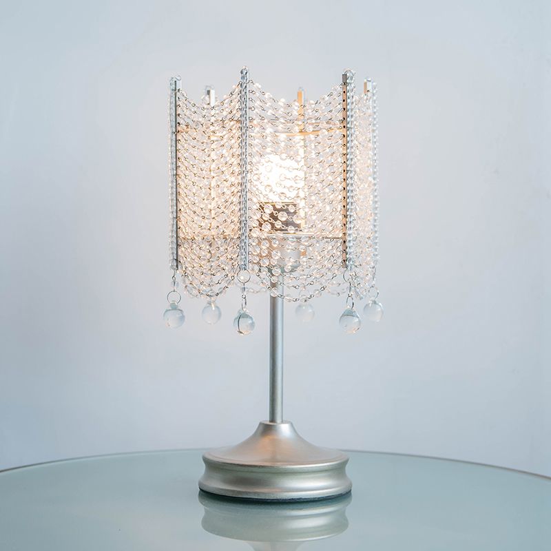 Lampada da tavolo con perline Lampada da scrivania modernista in cristallo smussato con 1 lampadina in oro/argento, larghezza 5,5"/7"