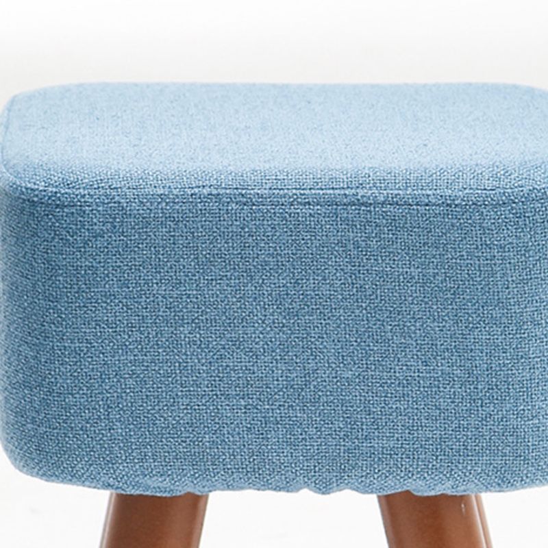 Square Pouf Stool Pure Color Cotton Linen Upholstered Wood Frame Pouf Ottoman
