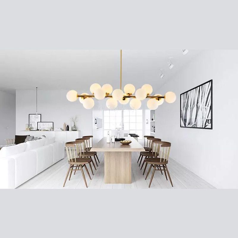Ball-Shaped Island Chandelier Light Minimalist Style Glass Island Lighting Fixture