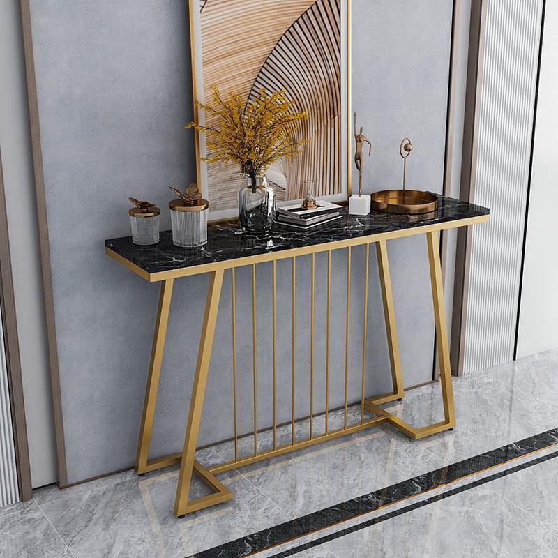 Glam Marble Accent Table Rectangle Console Sofa Table for Hall