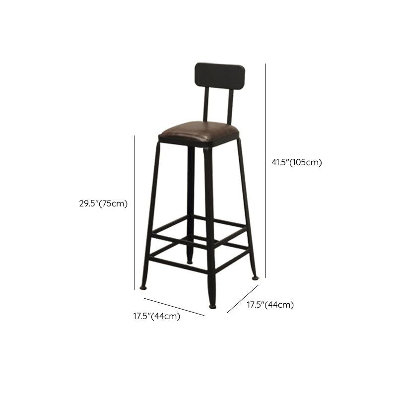 Contemporary Bar-height Counter Stool Low Back Bar Stool with Metal Base
