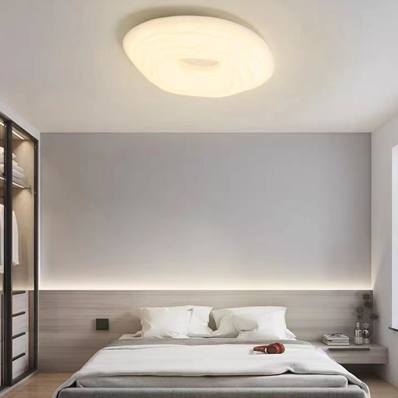 Single White Modernism Flush Mount Lighting Acrylic Unique Ceiling Light