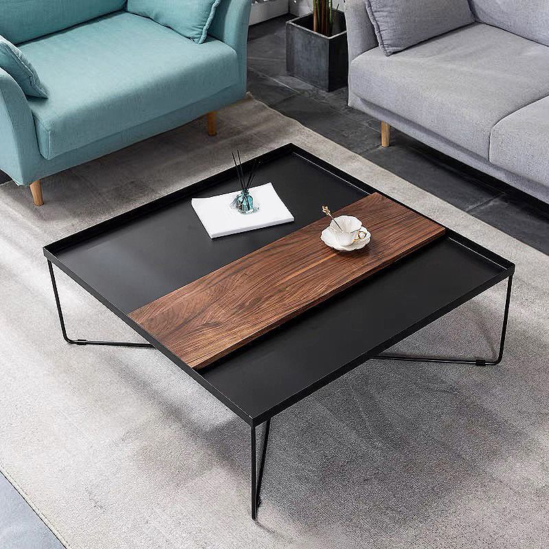 Modern Style Cross Table Base Wrought Iron Black Square & Rectangular Coffee Table