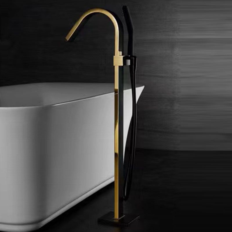 Modern Freestanding Bathtub Faucet Copper Floor Mounted Lever Handle Tub Faucet Trim