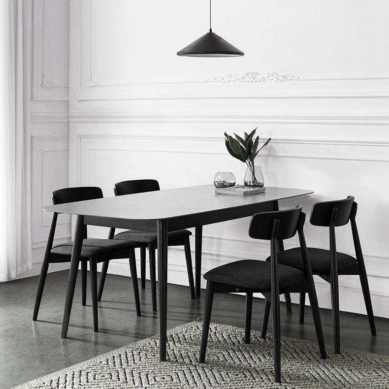 Modern Style Gray Stone Table Rectangle Dining Table for Kitchen