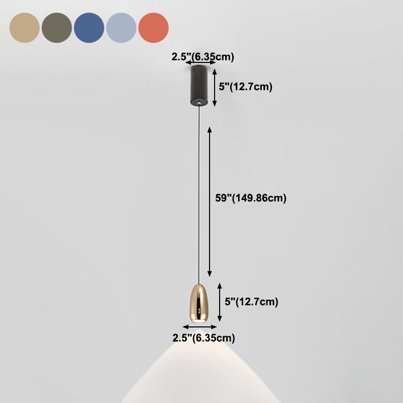 Unique Shape Hanging Lighting Modern Style Metal 1 Light Hanging Lamp for Bedroom