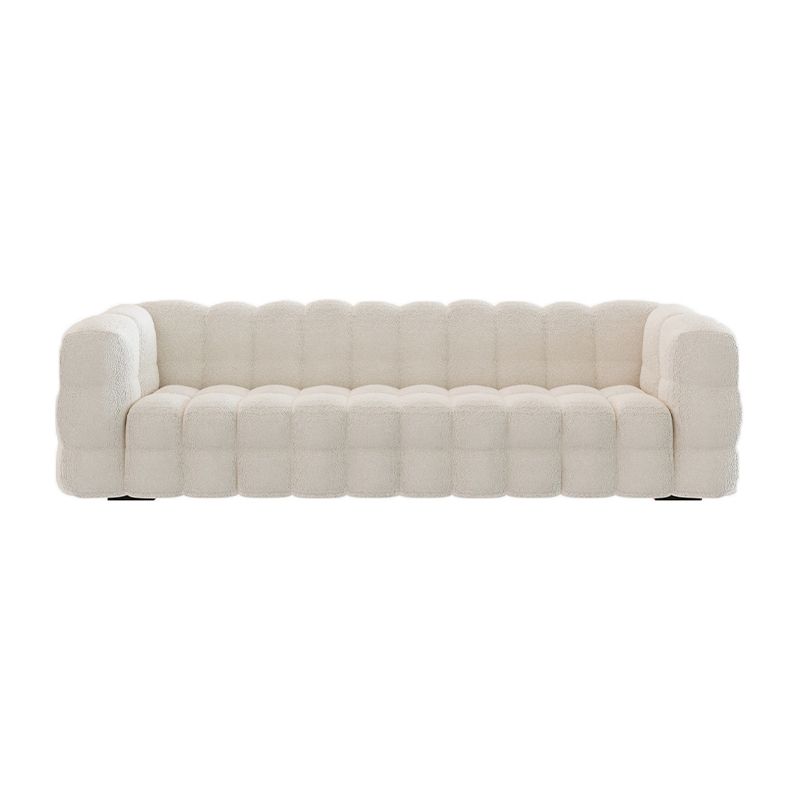 Pillow Sewn Back Sofa Contemporary Tuxedo Arm White Wool - 39.37" D
