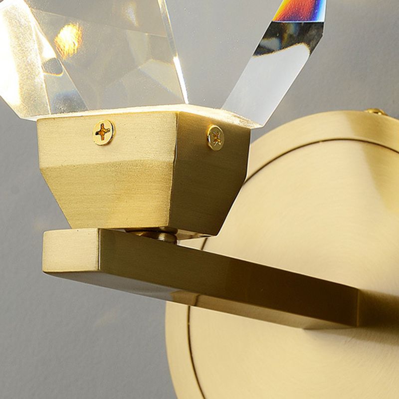 Golden Metallic Lighting Post Modern Crystal Wall Light for Living Room