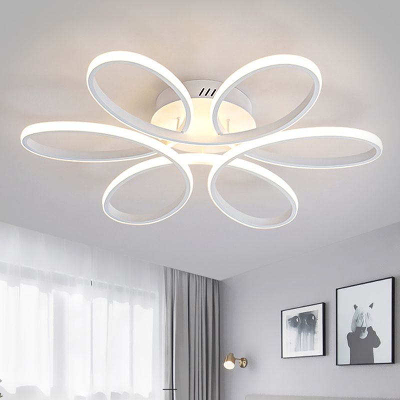 Metallisch Blume Rahmen Flushmount Contemporary LED Weiß Deckenbündige Fassung in Warm/Weißes Licht