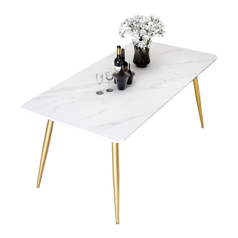 Traditional Luxury Rectangle Dining Table Stone Dinner Table with 4 Legs
