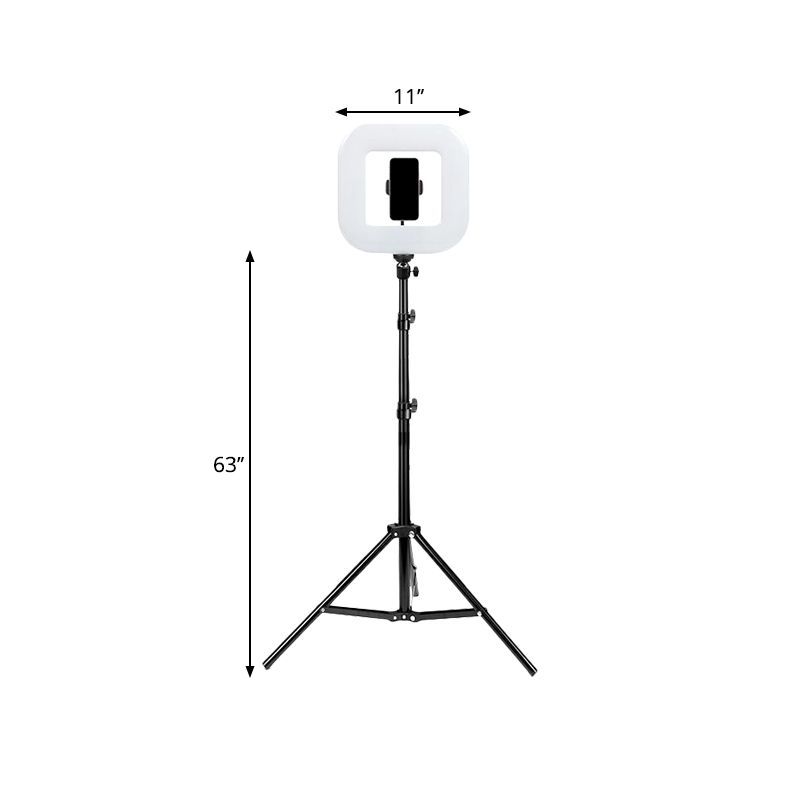 Metal Squared LED Fill-in Flash Light Modern Black USB Vanity Lamp with Tripod Stand