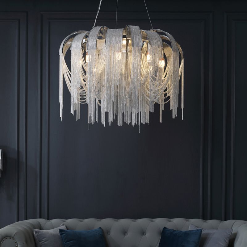 Modern Luxury Pendant Light Electroplate Metal Hanging Lamp with Aluminium Chain