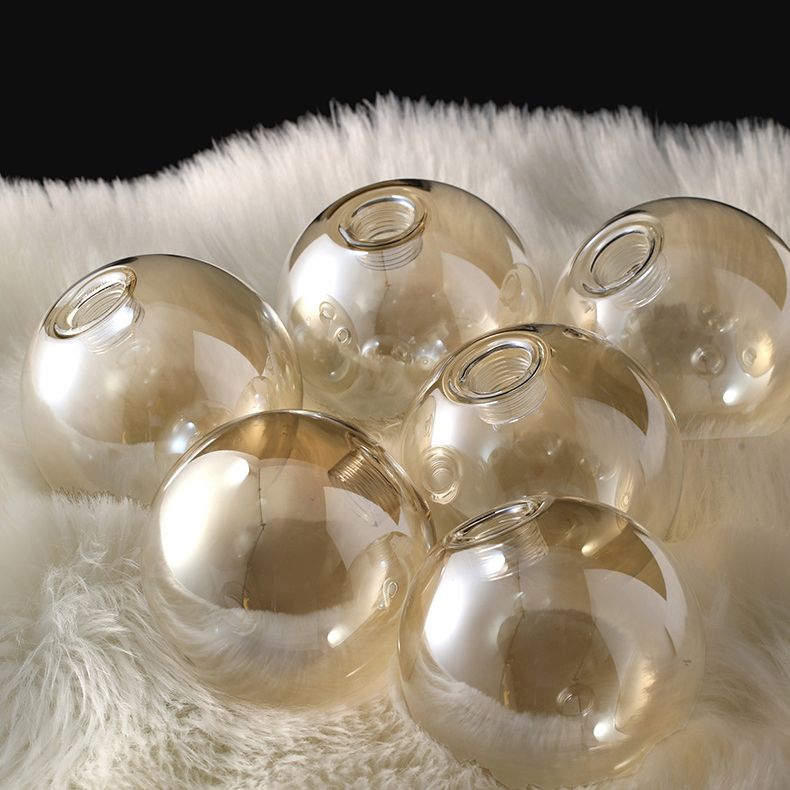 Post-Modern Metal Semi Flush Mount Globe Glass Shade Ceiling Flush Mount in Gold  for Bedroom