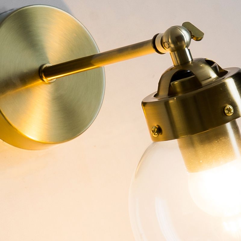 Industrial Style Ball Wall Sconce Glass 1 Light Sconces in Gold for Bedroom