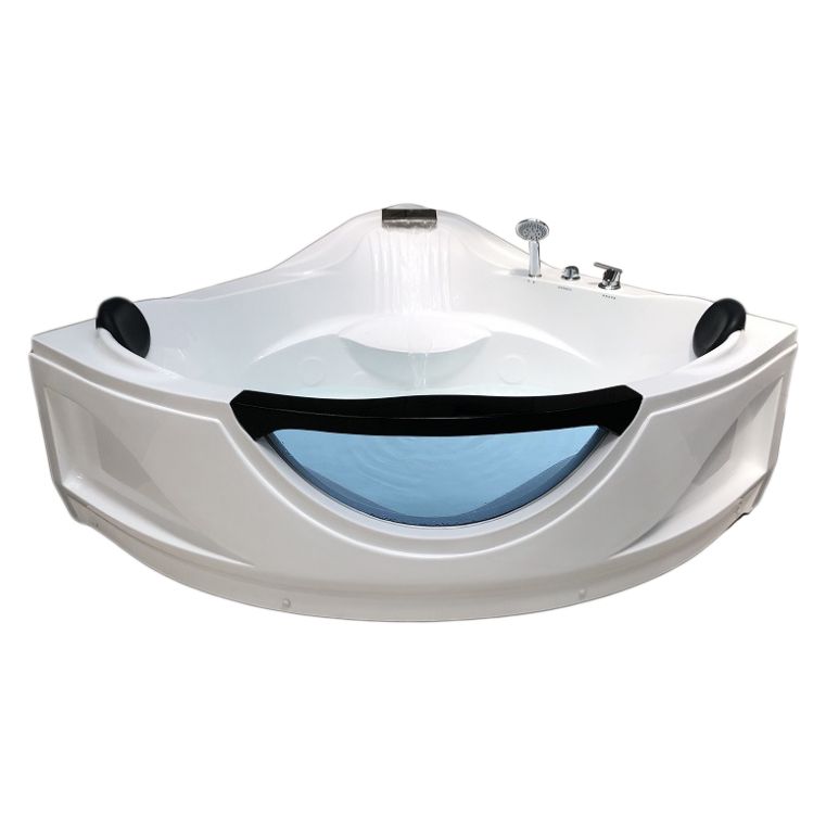 Modern Corner Bathtub Acrylic Soaking White Back to Wall Bathtub