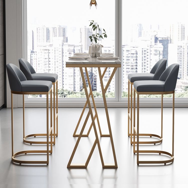 Glam Sintered Stone 1/2/5 Pieces Bar Table Set Rectangle Bar Table with Metal Legs