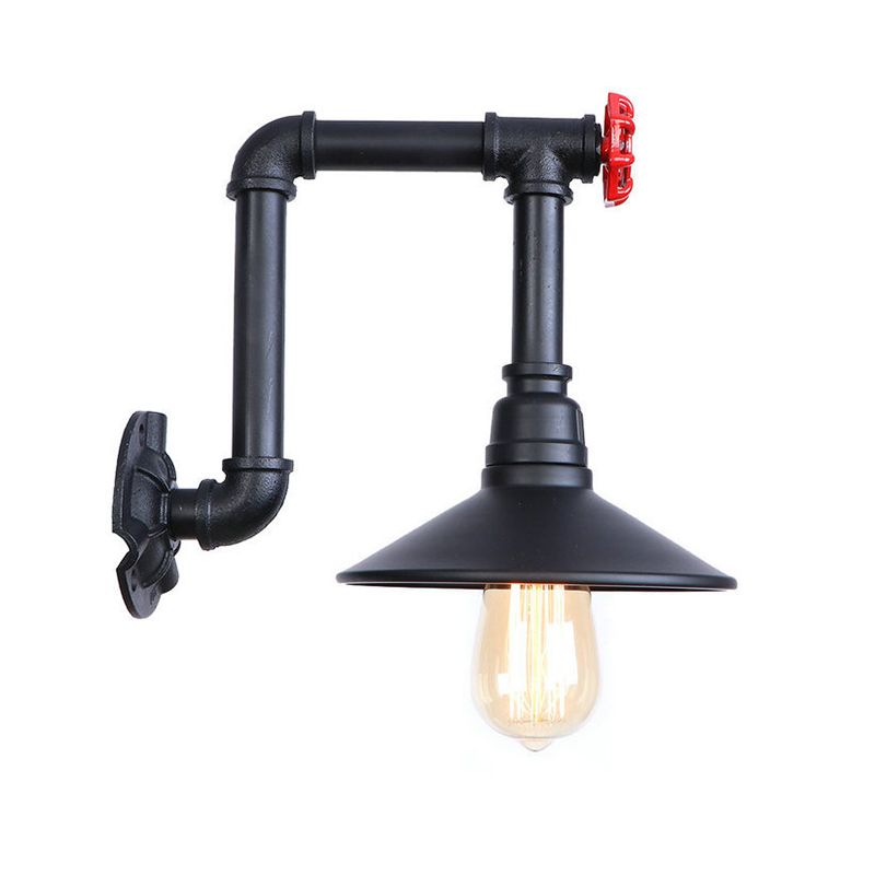 1 bol kegelwandverlichting met pijpontwerp industriële zwarte afwerking ijzer wandlamp sconce