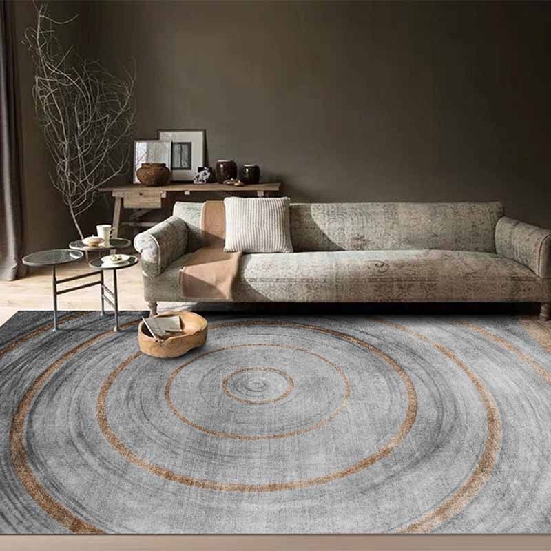 Grey Modern Rug Tie-Dye Pattern Polyester Area Carpet Stain Resistant Rug for Home Decor