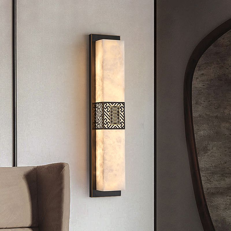 Contemporary Wall Sconce Marble Shade Wall Light Fixture for Living Room