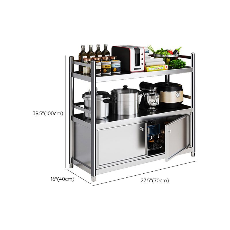 Stainless Steel Prep Table Home Dining Kitchen Island Cart in Silver