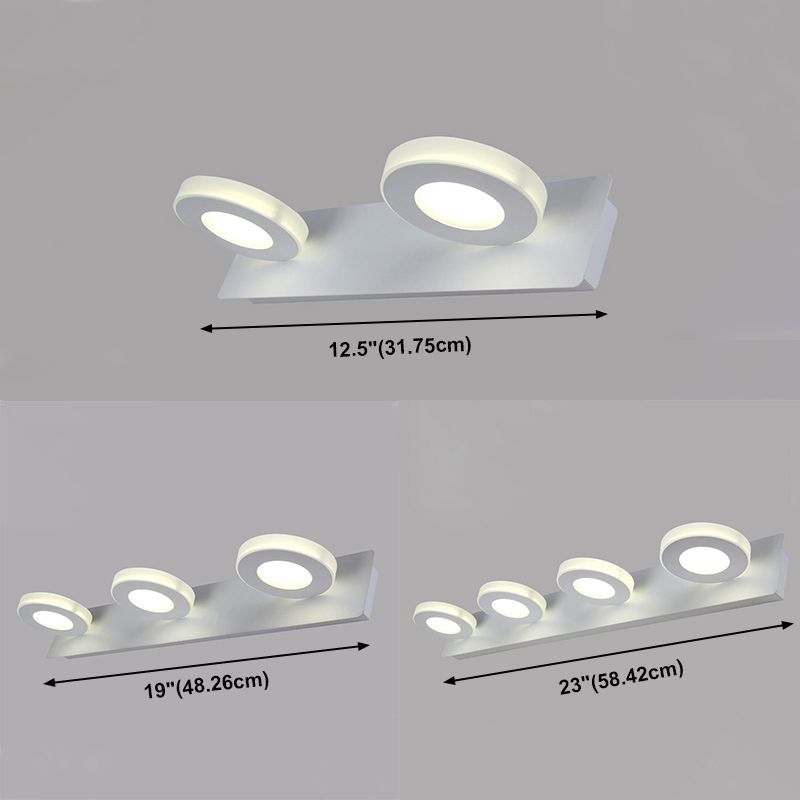 White Acrylic Vanity Light, Minimalist Indoor Circle Shade Linear Vanity Light