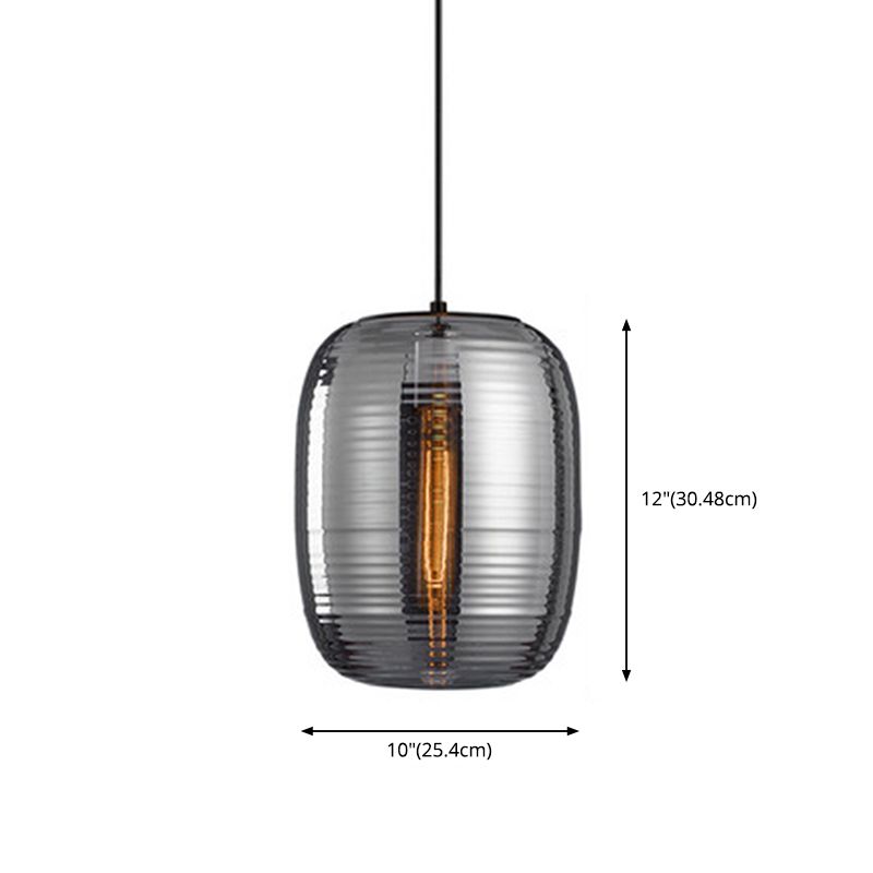 Luz colgante de vidrio de tambor de 11.8 "H