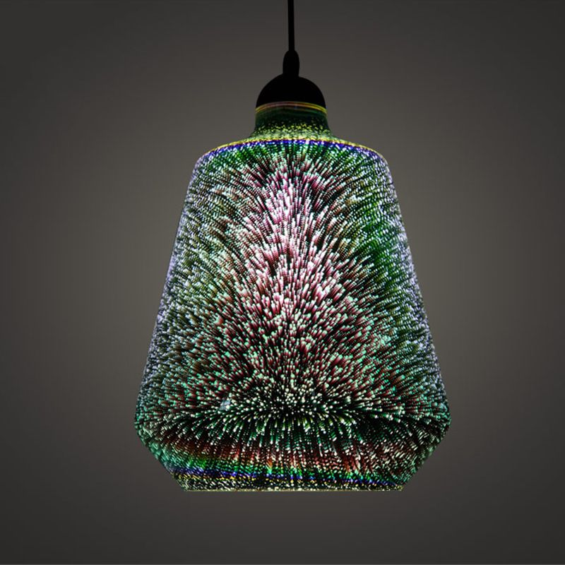 Chromé Géométrique Pendant Lightture Modern 1 Head 3D Glass Suspension Light for Dinner