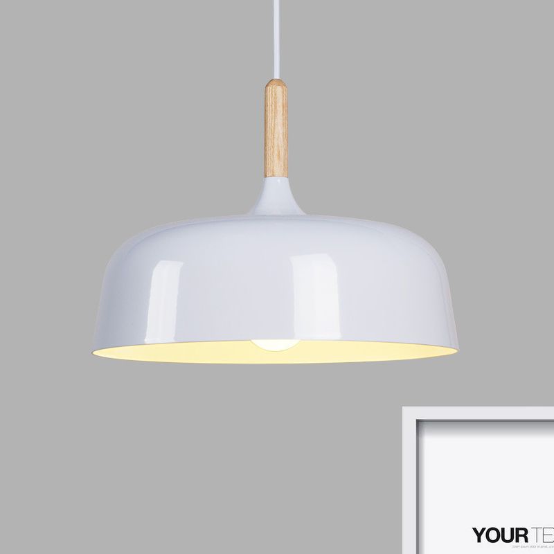 Lámpara de techo de tazón Estilo simple 1 Luz de colgante colgante negro/blanco para comedor para comedor, 12.5 "/19" de ancho