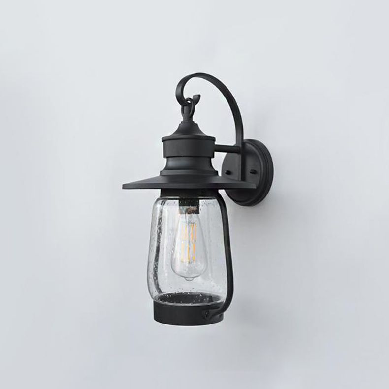 Glass Geometric Shade Wall Lighting Industrial Style 1 Light Wall Mounted Light Fixture in Black