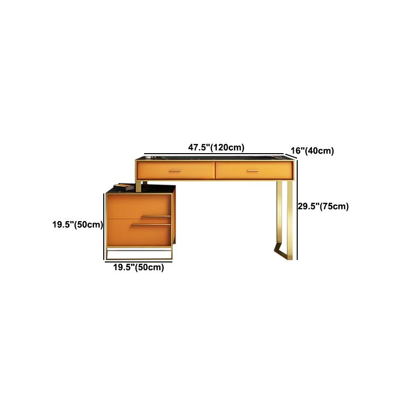 Orange Vanity Set with 4 Storage Drawers Make-up Vanity, 15.74" Wide