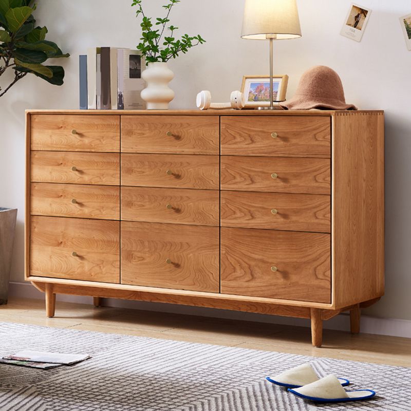 Traditional Horizontal Double Dresser Wood Storage Dresser with Drawers for Home