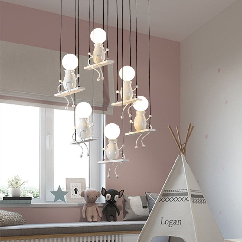 6/8 Teste persone Luce a sospensione Metal Kids Hanging Sofril Light in White for Children