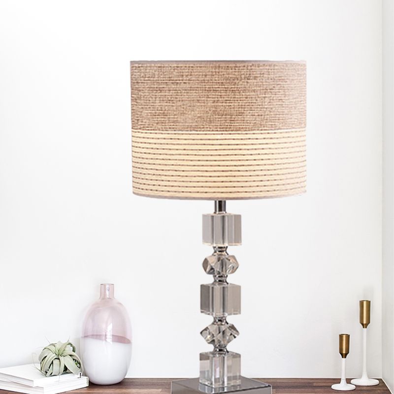 1 hoofdtrommel/vat gearceerd tafellicht traditioneel beige helder afgeschuinde kristal nachtstandaardlamp
