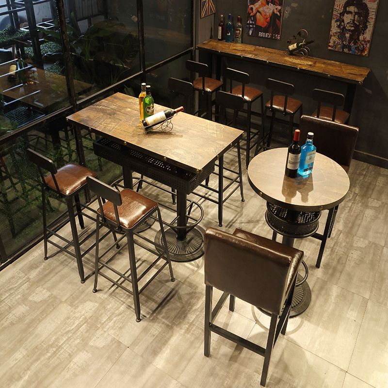 Industrial Style Bar Table Wood Bar Dining Table for Coffee Room