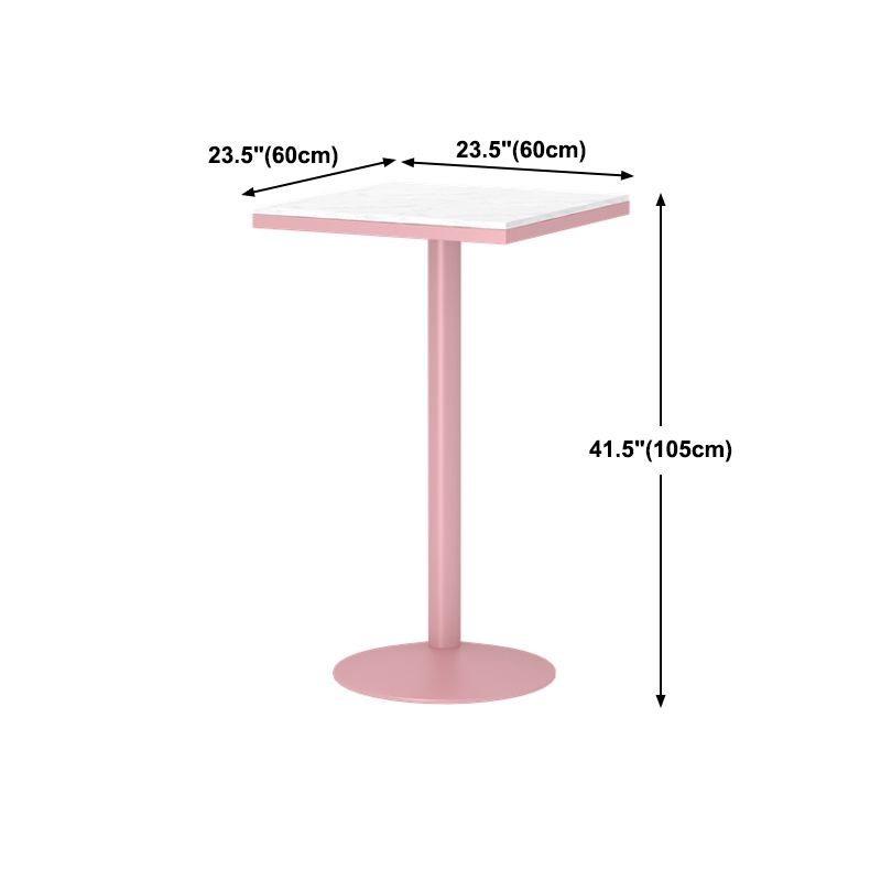 Industrial Style Pink Bar Table Marble White 23.6"W Top Indoor Bistro Table