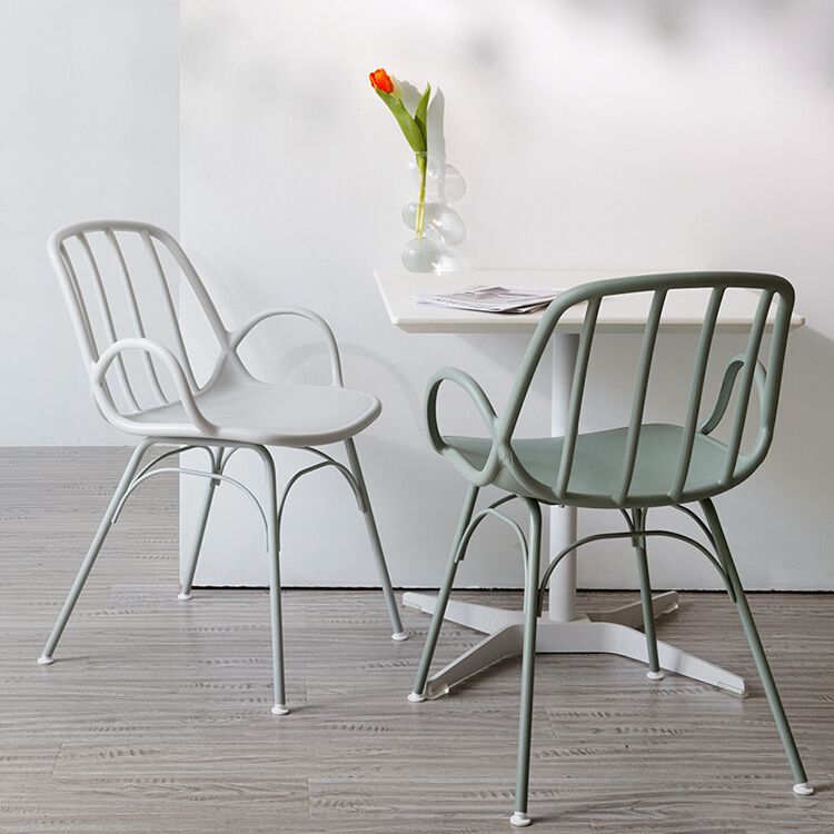 Sillas de comedor de cocina de estilo industrial, sillas laterales con brazo de comedor con patas de metal