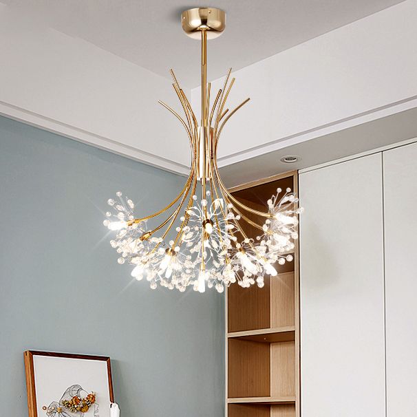 Lampada il lampadario in perline di cristallo trasparente con design bouquet moderno 13/19 luci nere/cromo lampada sospesa