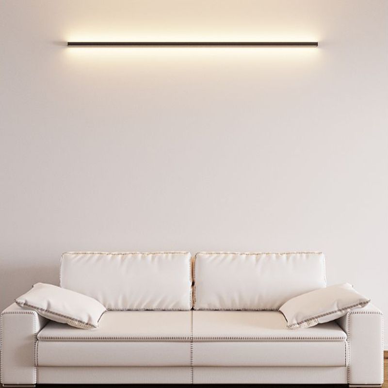 Linear Shade Metal Wall Sconce Modern Style 1 Light Wall Mounted Lighting in Black