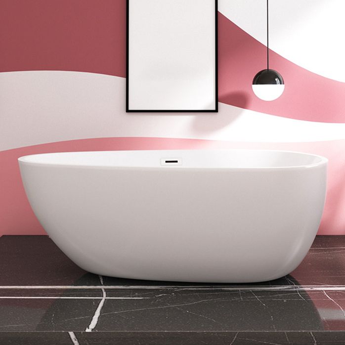Modern Acrylic Bath Soaking White 23.62-inch Tall Bathtub with Overflow Trim