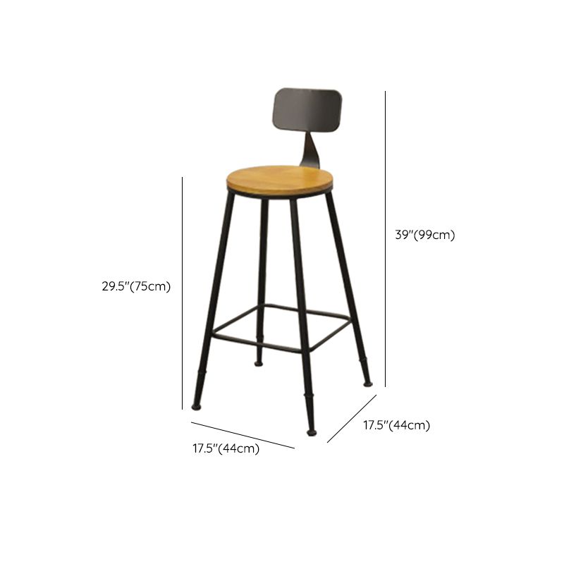 Contemporary Bar-height Counter Stool Low Back Bar Stool with Metal Base