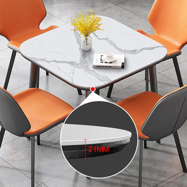 Modern Sintered Stone Dinner Table 4 Legs 31.2" Dining Table with Black Frame