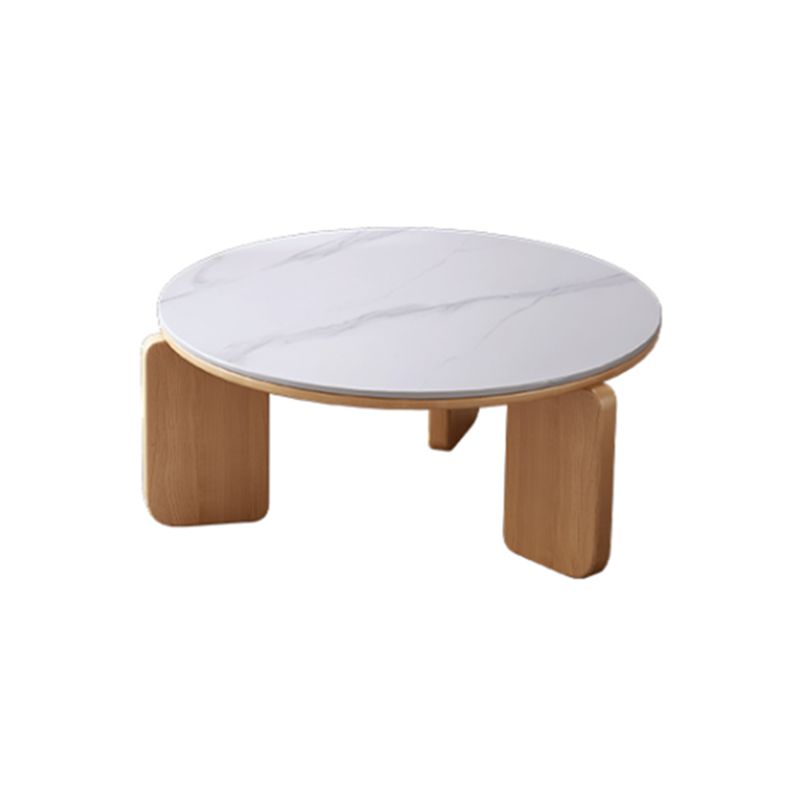 Contemporary Solid Wood Coffee Cocktail Table Slate Round Top Coffee Table